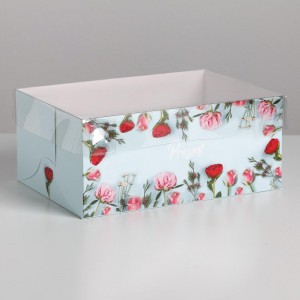 Коробка на 6 капкейков Present цветочная, 23×16×10 см