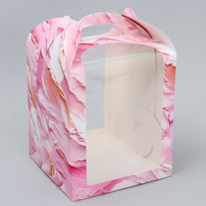 Коробка под кулич «Пасха Розовая пастель», 15×15×18