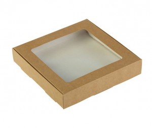 Коробка 16*16*3 см из бурого картона с окном