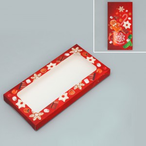 Коробка для шоколада «Волшебных моментов», с окном, 17.3×8.8×1.5 см (красный тон)