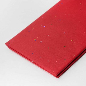 Бумага тишью Красная с блестками (10 листов)