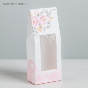 Коробка - мини сундучок с окном бело-розовая «With Love», 6 × 14,5 × 3,5 см