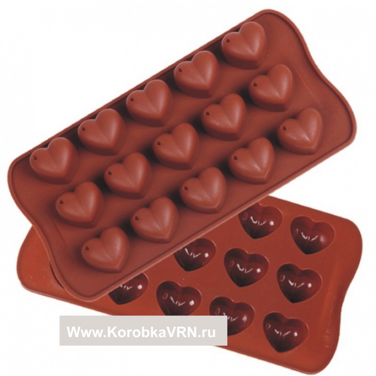 Форма силиконовая для шоколада «Сердечки», 15 ячеек размером 3×2,6 см