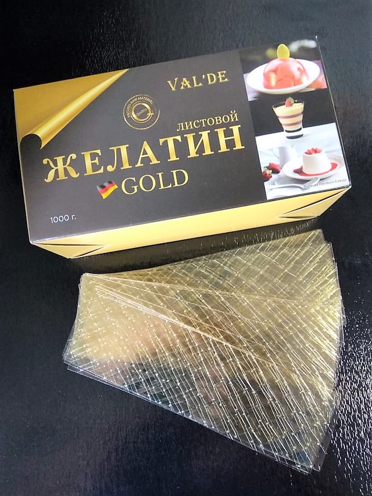 Желатин листовой Val'de Gold Халяль 180 bloom (фасовка 50 г, 500 г и 1 кг)