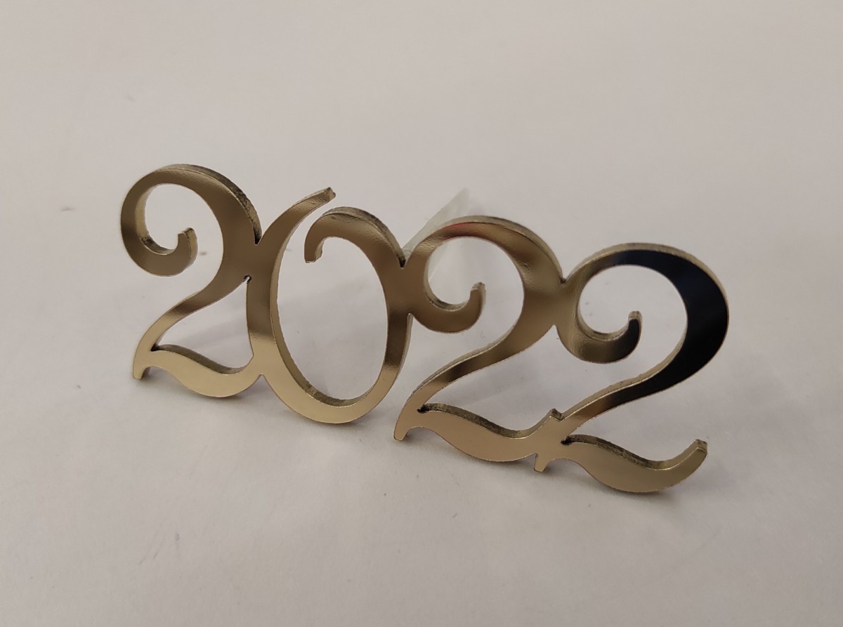 Надпись боковая золотая для выпускников "2022"(с креплением)