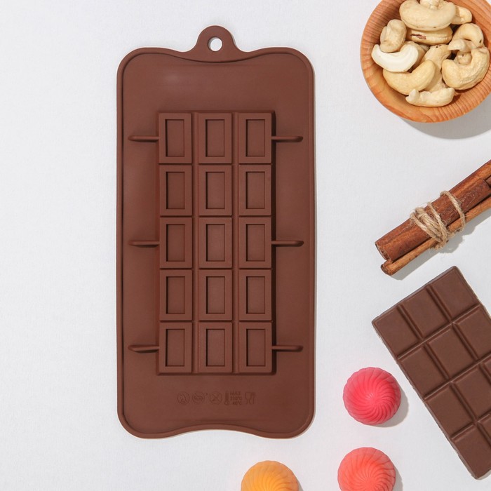 Форма силиконовая "Шоколатье" для плитки шоколада (14 см х 6,5 см)