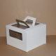 Коробка белая МГК 20*20*20 см с окном и ручками (под торт пряничный домик)