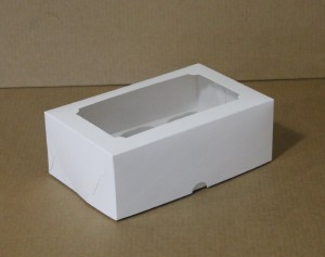 Коробка на 6 капкейков с окном белая