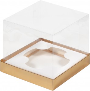 Коробка 15х15 см купол h20 см премиум, золотое дно (вкладка в комплект не входит)