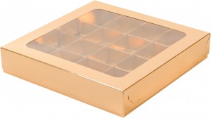 Коробка ЗОЛОТО для 16 конфет с окном
