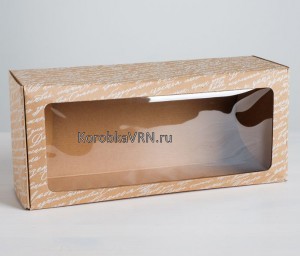 Коробка 16*35*12 см с окном КРАФТ микрогофрокартон