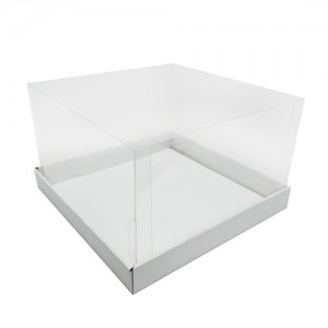 Коробка для торта 20х20х20 см с прозрачным куполом