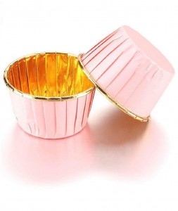 Форма розово-золотая 50*40 мм ламинированная с бортиком для капкейка