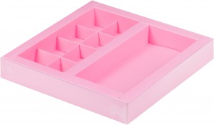 Коробка розовая на 8 конфет и плитку шоколада