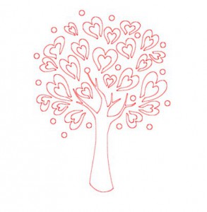Трафарет "Влюбленное дерево"